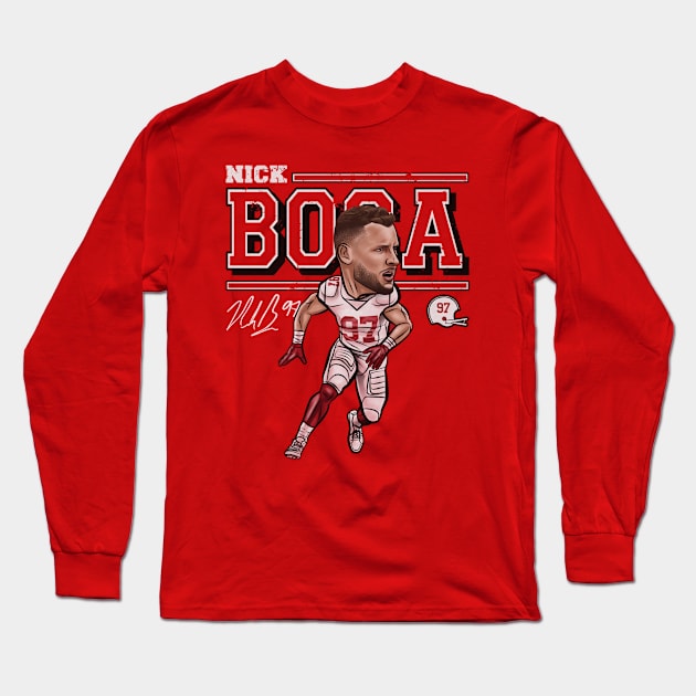 Nick Bosa San Francisco Cartoon Long Sleeve T-Shirt by Buya_Hamkac